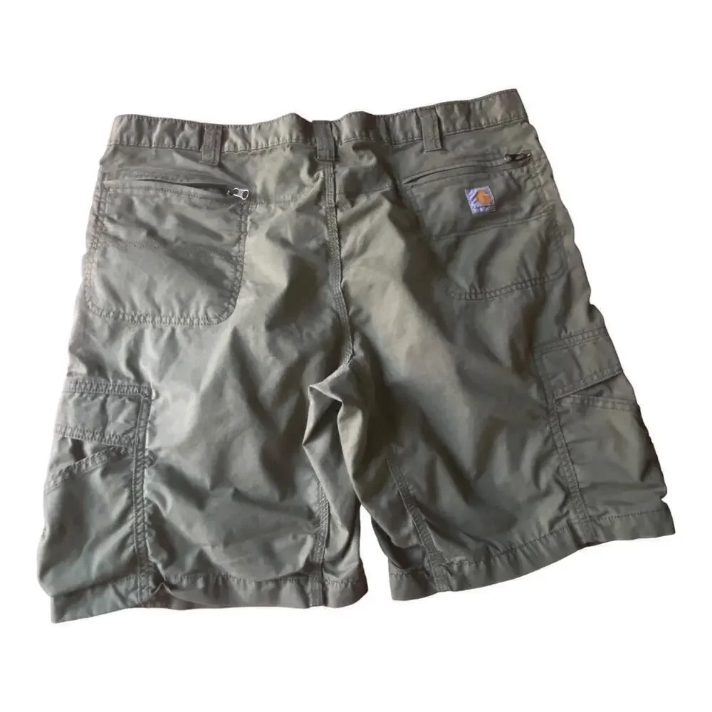 Carhartt Khaki Green Mens Size 40 Zip Pockets Button Closure Casual Shorts